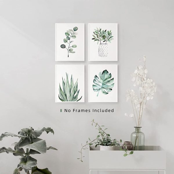 Botanical Prints Posters for Bedroom Aesthetic Room Decor, Set of 4, 8x10 Canvas Poster Unframed, Boho Decor Art Print, Bathroom Wall Art Decor, Sage Green Decor