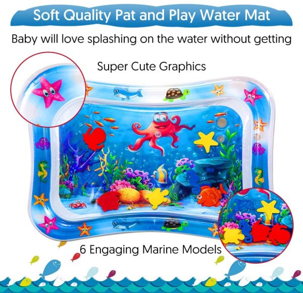 Bellababy Tummy Time Baby Water Mat for Infants & Toddlers Early Development Activities, Sensory Toys Gifts for 3 6 9 12 Months Baby Boy Girl - Image 6