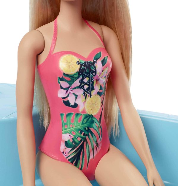 Barbie Doll, 11.5-Inch Blonde, and Pool Playset with Slide and Accessories, Gift for 3 to 7 Year Olds - Image 6