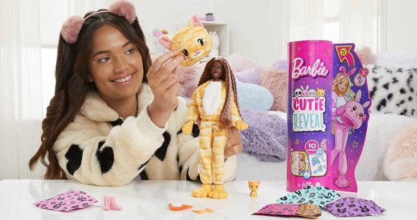 Barbie Cutie Reveal Doll with Kitty Plush Costume & 10 Surprises Including Mini Pet & Color Change, Gift for Kids 3 Years & Older - Image 4