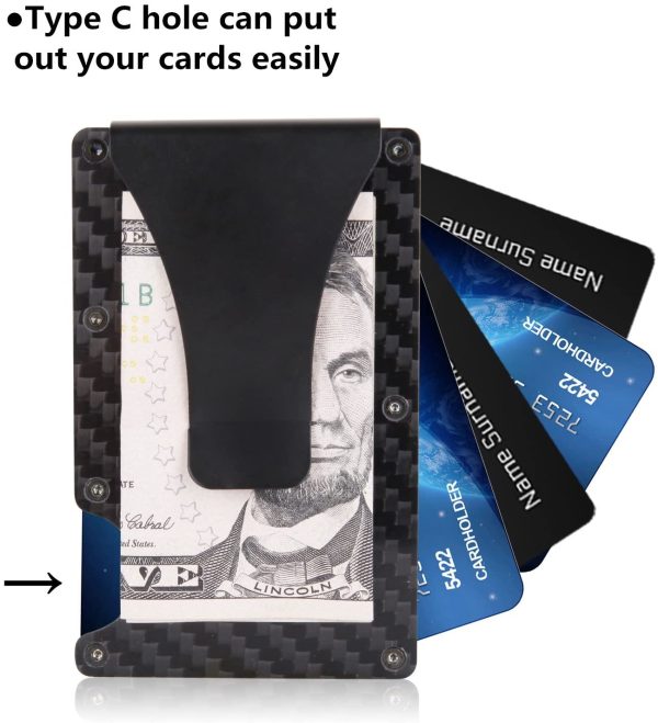 Carbon Fiber Wallet RFID Blocking Credit Card Holder Metal Wallet with Money Clip Screw Fixation Elastic Band Screwdriver