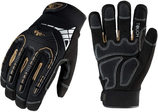 Vgo 1 Pair Heavy Duty Mechanic Gloves, Work Gloves, Impact Reducing, Touchscreen (Size S, Black, SL8849) - Image 3