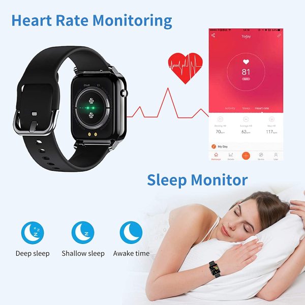 Smart Watch, Smartwatch for Men Women, 1.4" DIY Full Touch Screen, Fitness Tracker with Calorie Step Counter Blood Oxygen Monitoring, Heart Rate, Sleep Monitor, Stopwatch, IP68 Waterproof iOS Android Smart Watch