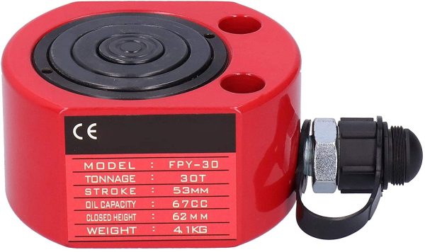 30T Low Profile Hydraulic Cylinder 62mm Hydraulic Ram Jack Stoke 53mm Thin Lifting Jack with Threaded ZG3/8in Connector - Image 9