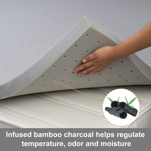 3 Inch Gel Memory Foam Mattress Topper, Bamboo Charcoal Infused Full Size Bed Toppers Premium 3-in Thick Mattress Pad Cooling Ventilated CertiPUR-US Certified Memory Foam Topper With No Cover (3" Full, 54*74in) - Image 3