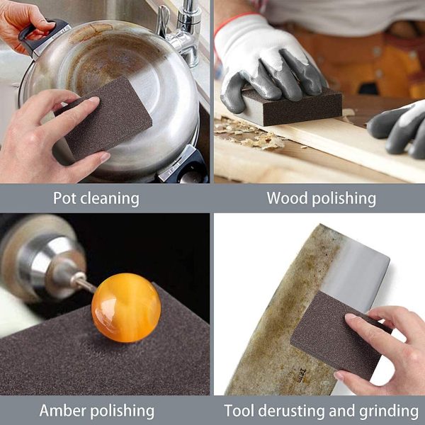 4 Pieces Sanding Blocks with 4 Different Grits(36,80,120,180) Coarse/Medium/Fine/Superfine Wet and Dry Sanding Sponge Washable and Reusable Sanding Pads for Wood Wall and Metal - Image 3