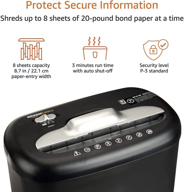 8-Sheet Cross-Cut Paper and Credit Card Home Office Shredder