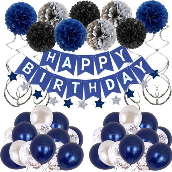 Birthday Decorations Men Blue Birthday Party Decorations for Men Women Boys Grils, Happy Birthday Balloons for Party Decor Suit for 16th 20th 25th th 35th 40th 50th 60th 70th - Image 4