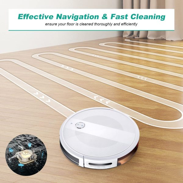 Robot Vacuum Cleaner, Super-Thin, Strong Suction,Works with Alexa,Quiet, Self-Charging Robotic Vacuum Cleaner, Cleans Hard Floors to Medium-Pile Carpets (2000Pa, White) - Image 7