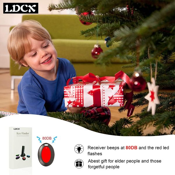 Key Finders,ldcx 85dB Remote Finder Wireless Item Rf Locator Make Noise,1 Rf Transmitter 4 Receivers w/ 131ft Working Range,Anti Lost Tag Key Wallet Pet Smart Tracker w/Led Flashlight and Key Rings - Image 5