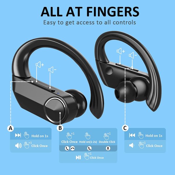 Wireless Earbuds Bluetooth Headphones, Bass Stereo Sports Bluetooth Earbuds with Microphone, IPX7 Waterproof/Sweatproof Earphones for Gym Running Workout, 30H Playback with Charging Case