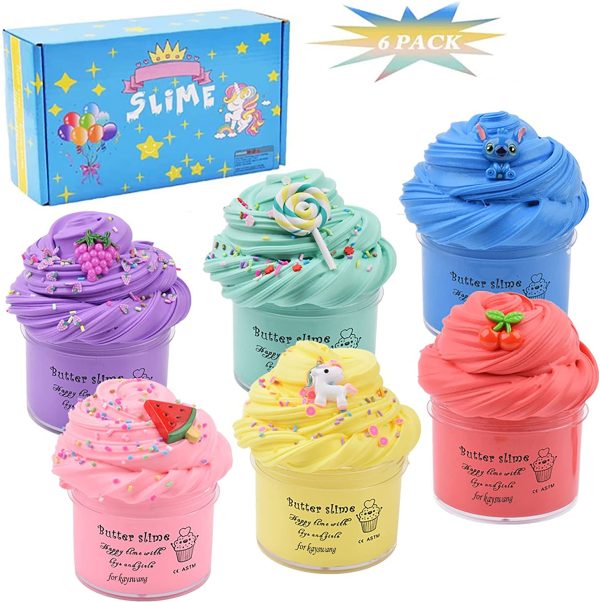 Kayswang Fluffy Slime DIY Slime Mud Slime Supplies Kit Stress Relief Toy Scented Slime Toy for Kids Education Party Favor Gift and Birthday 4 Colors Fluffy Soft Super Light Clay Floam (6 Colors) () - Image 7