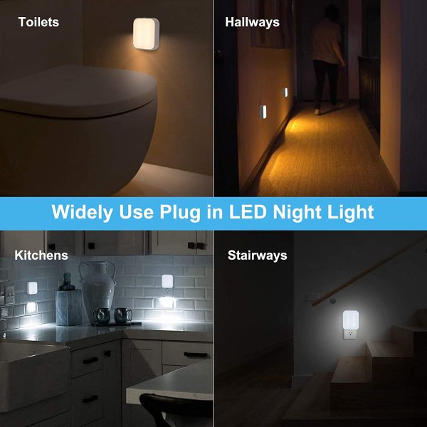 Lomotech plug-in LED Night Lights, 4 Pack Adjustment Lighting White Night Lights, Dusk to Dawn Sensor Nightlight, ETC Certified Night Lamp for Bedroom, Toilet,Stairway,Hallways(Soft White & Cool White) - Image 6