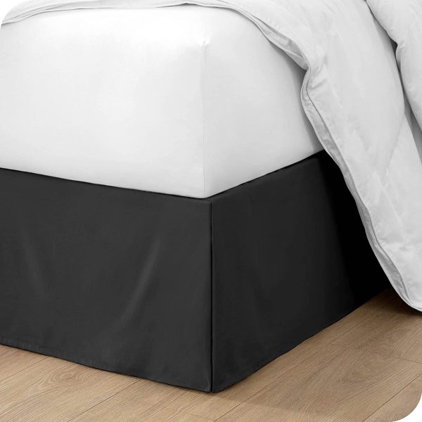 Bed Skirt Double Brushed Premium Microfiber, 15-Inch Tailored Drop Pleated Dust Ruffle, 1800 Ultra-Soft Collection, Shrink and Fade Resistant (Full XL, Black)