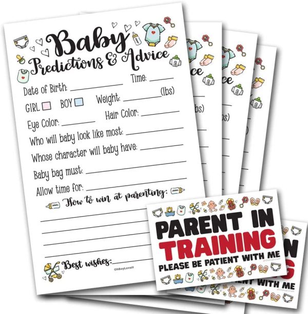 50 Baby Prediction and Advice Cards for Baby Shower | Parent in Training Stickers, Gender Neutral | Gender Reveal Shower Activity - Image 3