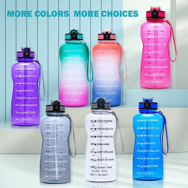 Half Gallon Tritan Water Bottle with Straw BPA Free, 74oz Gym Bottles with Time Marker, 2.2L Daily Water Intake Bottle for Your Drinking Water Needs BLUE - Image 2