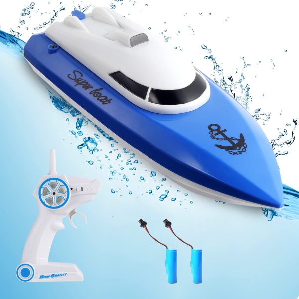 Remote Control Boat for Pools,12+ mph RC Boat with 2 Rechargeable Battery, 2.4 GHz Pool Boat Toys for Kids (Only Works in Water,Two Kinds of Remote Controls Shipped Randomly) - Image 3