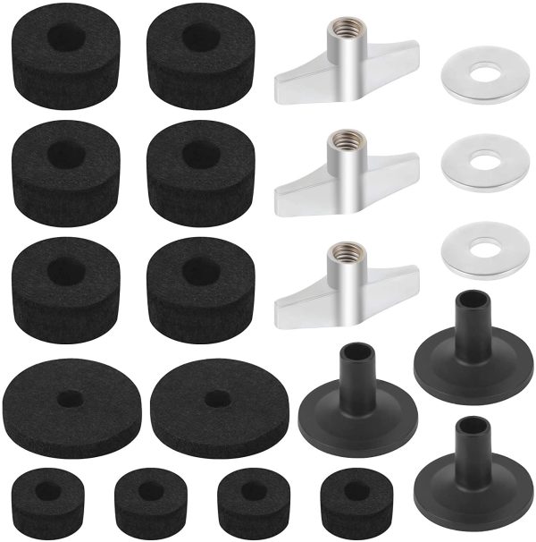 21 Pieces Cymbal Replacement Accessories, Drum Kit Accessories Set include Cymbal Felts, Cymbal Sleeves with Base, Cymbal Wing Nuts and Cymbal Washer - Image 2