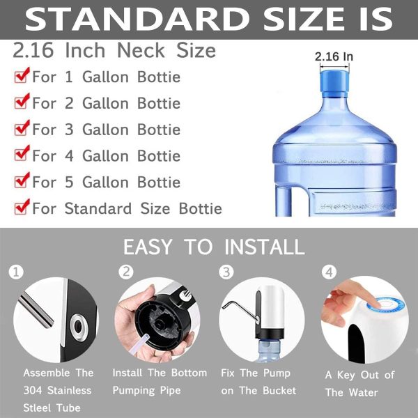 Water Bottle Dispenser Portable Electric Water Bottle Pump for Universal 5 Gallon Bottle - Image 4