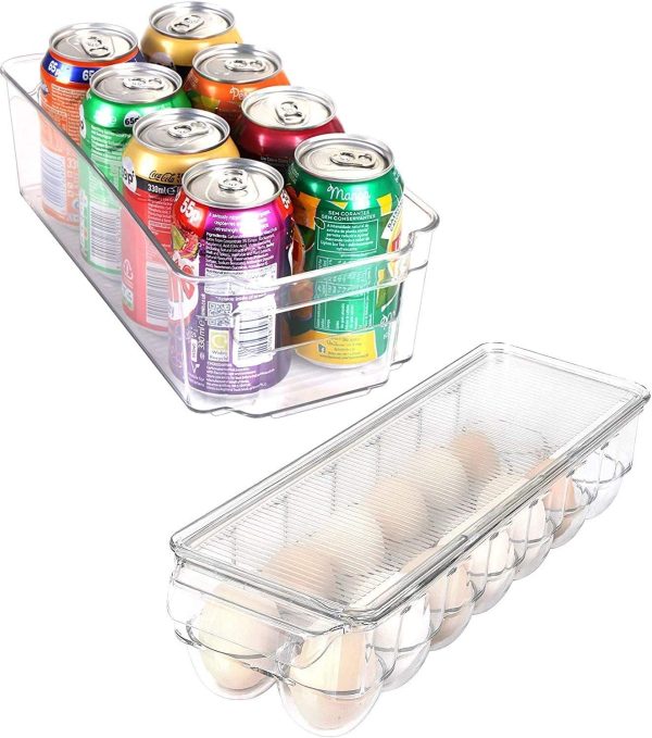 KICHLY (Set of 6) Refrigerator Organizer - Include 6 Organizer 5 Drawers & 1 Egg Holding Tray, Stackable Fridge Organizers for Freezer, Kitchen, Countertops, Cabinets (6-Piece) - Image 3