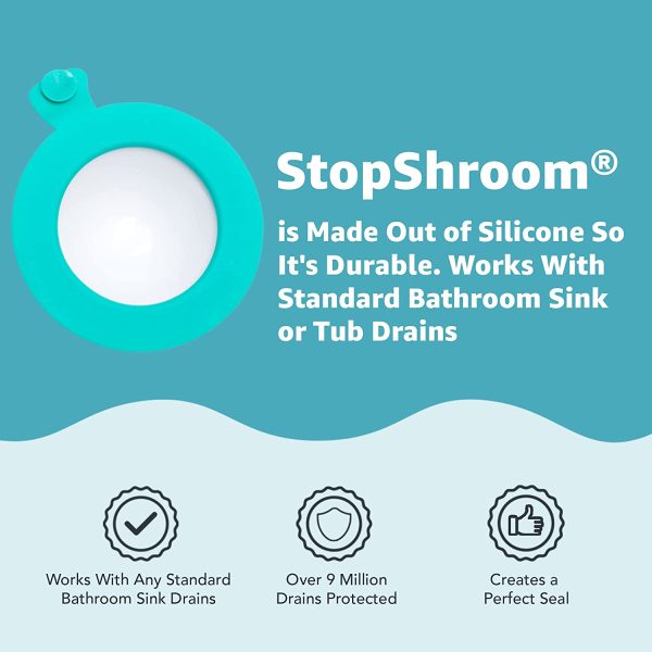 StopShroom STBLU232 Universal Stopper Plug Cover for Bathtub, Bathroom and Kitchen Drains, Aqua - Image 9