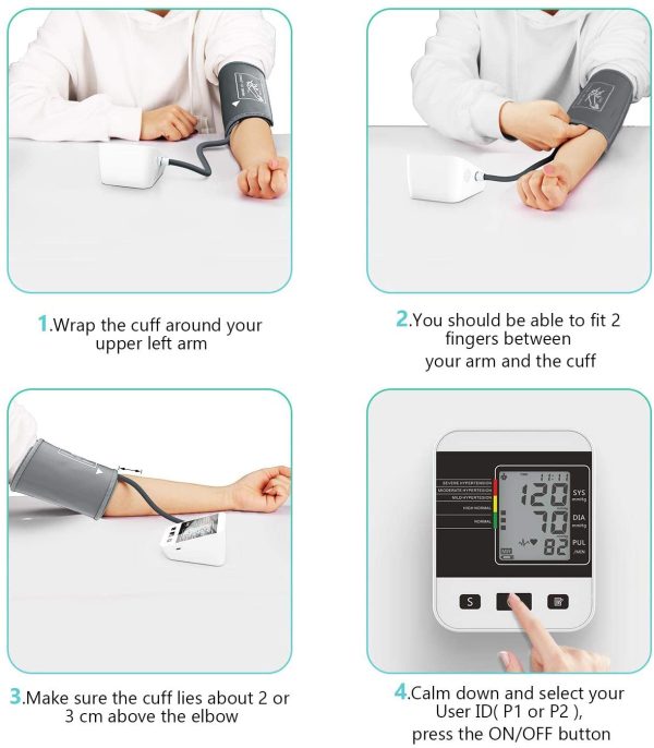 Blood Pressure Monitor for Home Use with Large LCD Display, Annsky Digital Upper Arm Automatic Measure Blood Pressure and Heart Rate Pulse, 2 Sets of User Memories