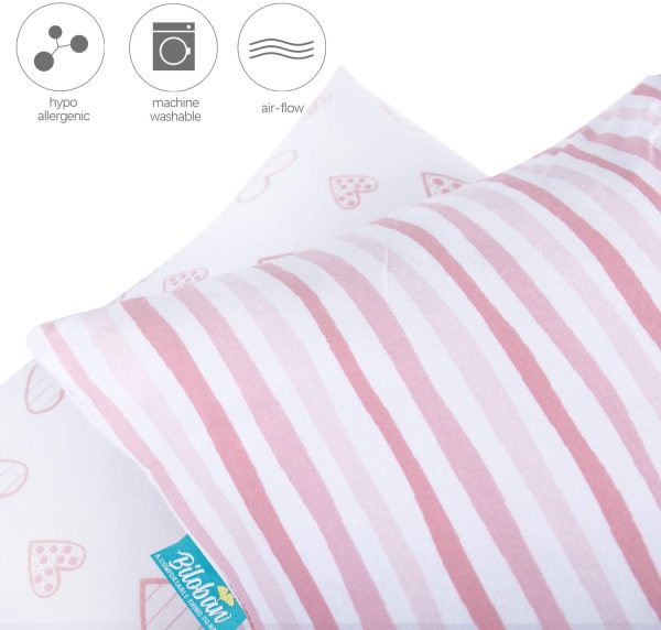 Kids Toddler Pillowcase 2 Pack, 100% Jersey Ultra Soft Cotton Pillowslip Case Fits Baby Pillow 13"x 18" or 14"x19" for Sleeping, Envelope Style Travel Baby Pillowcase for Girls, Pink - Image 3