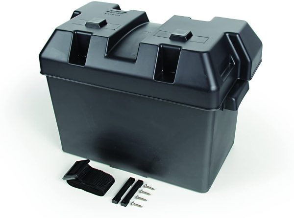 Large Battery Box with Straps and Hardware - Group 27, 30, 31 |Safely Stores RV, Automotive, and Marine Batteries |Durable Anti-Corrosion Material | Measures 7 ¼" x 13 ¾" x 8-5/8" - (55372) - Image 5