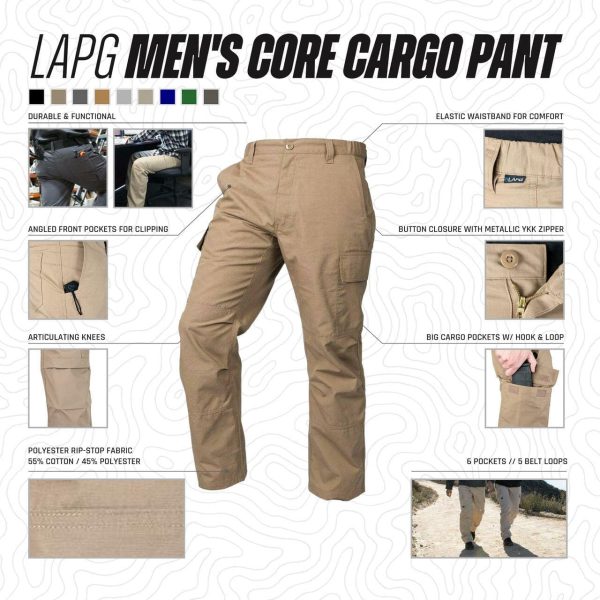 LAPG Core Cargo Lightweight Mens Work Pants, Cargo Pants for Men, Hiking Ripstop Cargo Pants - Image 2