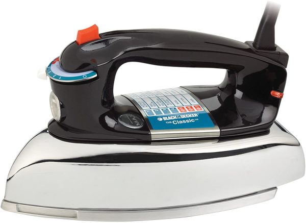 Black+Decker Classic Steam Iron, 7 Settings with Auto Shut Off, Wet or Dry Ironing, Black/Silver, F67ED - Image 3