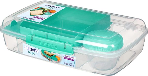 to Go Collection Bento Box, Clear with Assorted Colors - Image 2