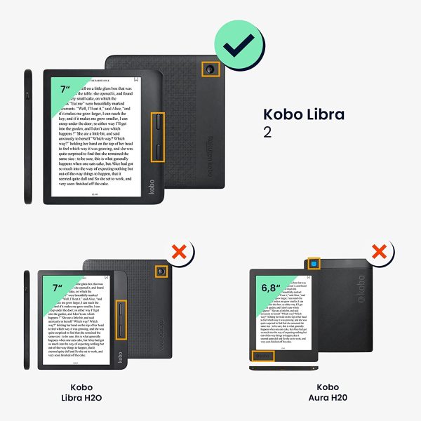 kwmobile Case Compatible with Kobo Libra 2 - Book Style PU Leather e-Reader Cover Folio Case - Black - Image 5