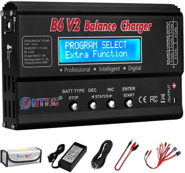 RC Charger 1S-6S LiPo Battery Charger Balance Discharger Digital Battery Pack Charger for NiMH/NiCD/Li-Fe/LiHV/Li-ion Packs with LCD Display Deans Connectors Power Supply(Black) - Image 3