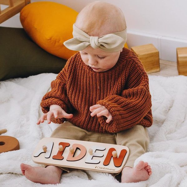 Baby Personalized Wood Name Puzzle With Custom Design - Toddler Name Puzzle For Girls & Boys - Montessori Toys Nursery Décor - Name Sign 1st Birthday Gift for Baby (Pink, Simple) - Image 2