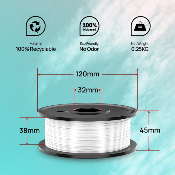 1.75mm 3D PLA Filament Bundle, 4 Colors Pack (White/Black/Red/Blue), 0.25kg (0.55 lbs)/Spool, Dimension Tolerance:±0.02mm, Wide Compatible for Most FDM Printers - Image 5