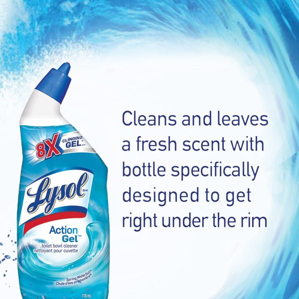 Lysol Toilet Bowl Cleaner, Action Gel, Spring Waterfall, 710ml, 8x Clinging Gel - Image 7