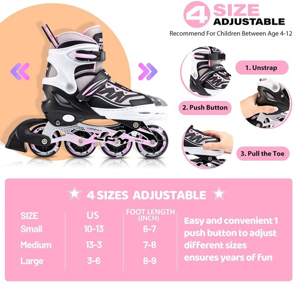 2PM SPORTS Cytia Pink Girls Adjustable Illuminating Inline Skates with Light up Wheels, Fun Flashing Beginner Roller Skates for Kids - Image 2