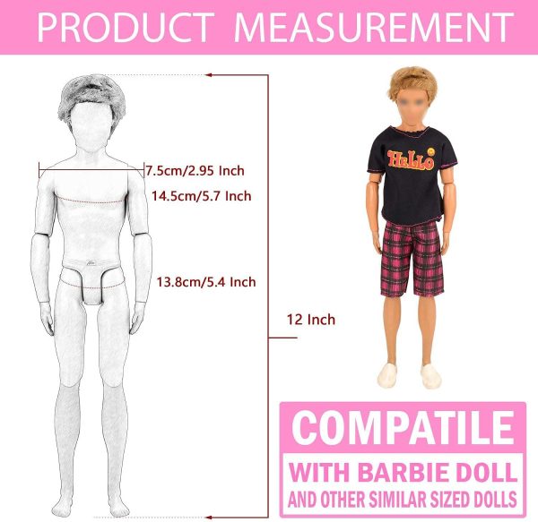 Barwa  Casual Clothes Outfits with 4 Shoes for Ken + 5 Fashion Dresses 5 Tops 5 Pants with  Shoes for 11.5 Inch Girl Doll - Image 2