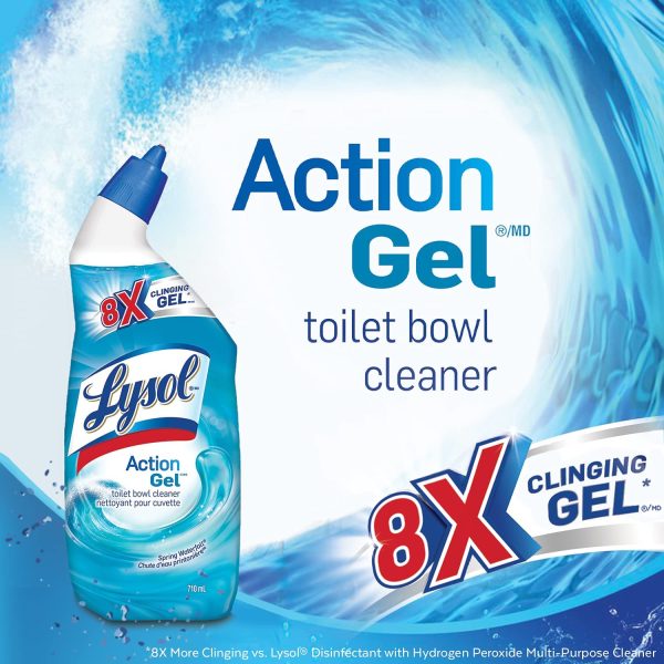 Lysol Toilet Bowl Cleaner, Action Gel, Spring Waterfall, 710ml, 8x Clinging Gel - Image 4