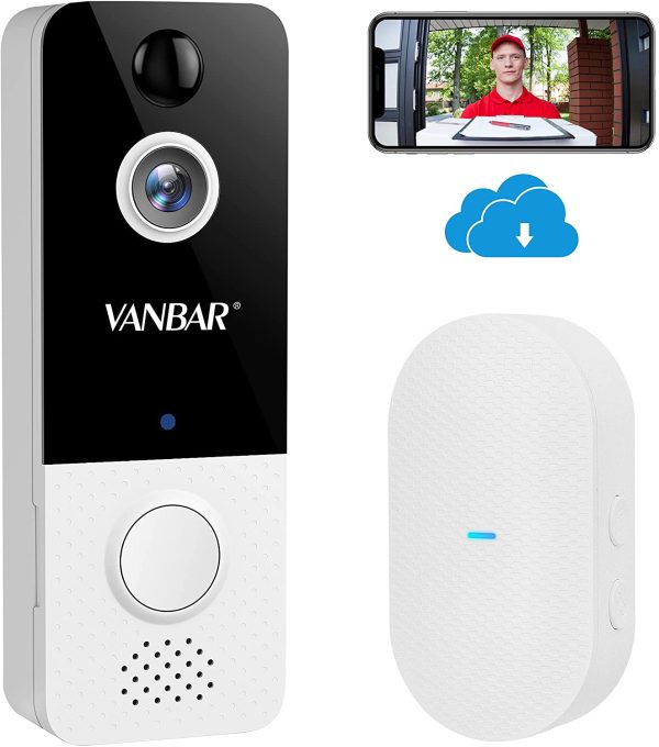 ?w?022 New?w?Wireless Doorbell Camera 1080P Video Door Bell with Indoor Chime (White)