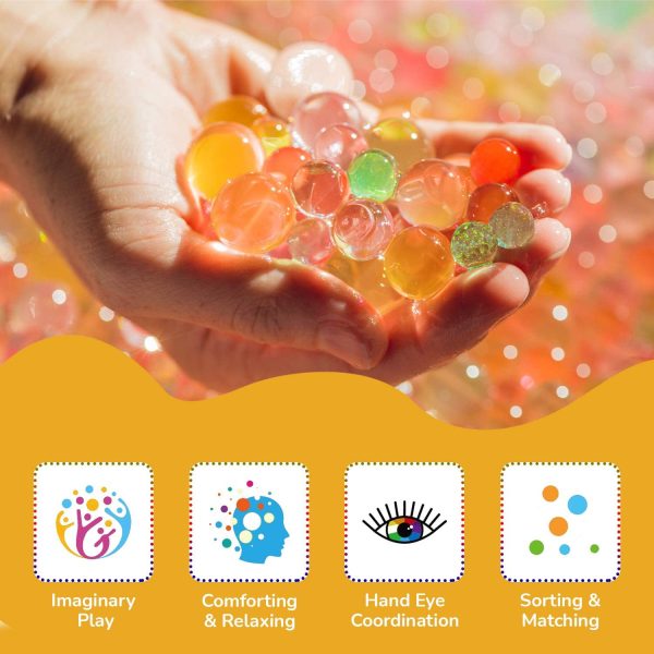 THRIZLA Water Beads for Children 20,000 Pcs Rainbow Mix Gel beads for Home Décor, Swimming Pool, Sensory Toys and Kids Early Skill Development - Image 6