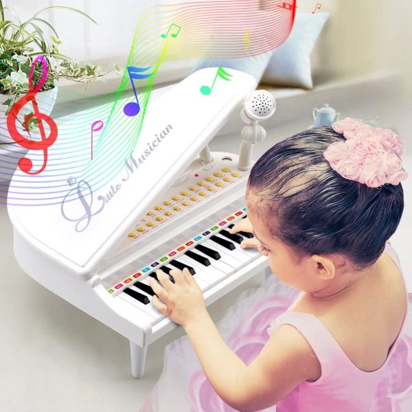 Amy&Benton Piano Keyboard Toy for Kids Piano 31 Keys White Musical Baby Piano Toy with Microphone for 3 4 5 Year Old Toddlers Gifts - Image 9