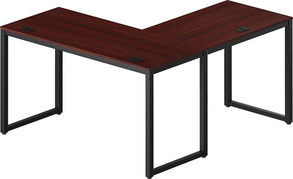 L Shaped Corner Office Computer Desk, Black Cherry, 55" x 60" - Image 2