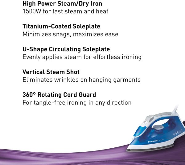 Panasonic NIM300TA Ultra-Light Steam Iron with Power Shot, Blue/White