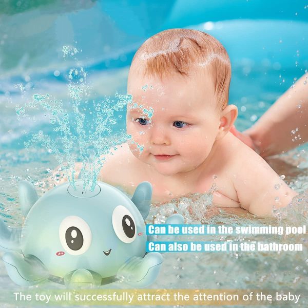 Baby Bath Toys, Octopus Toys That Can Squirt Water and Light Up, Baby Pool Shower Bathroom Toys, Ideal Gifts for Boys and Girls (Blue) - Image 2