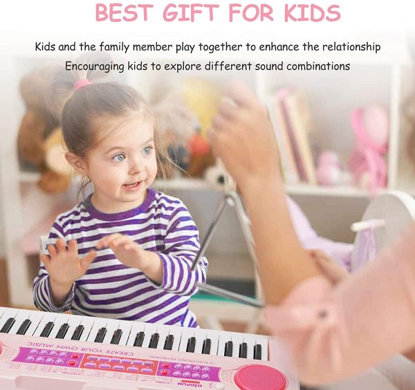 Kids Keyboard 37 Keys Kids Piano Keyboard Girls Multi-Function Piano Pink Organ Educational Light up Keyboard with Microphone for Kids Girls Toddlers Toys 16.5Inch - Image 9