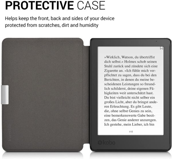 kwmobile Case Compatible with Kobo Aura Edition 2 - Case PU e-Reader Cover - Sleeping Owl Turquoise/Brown/Mint - Image 7