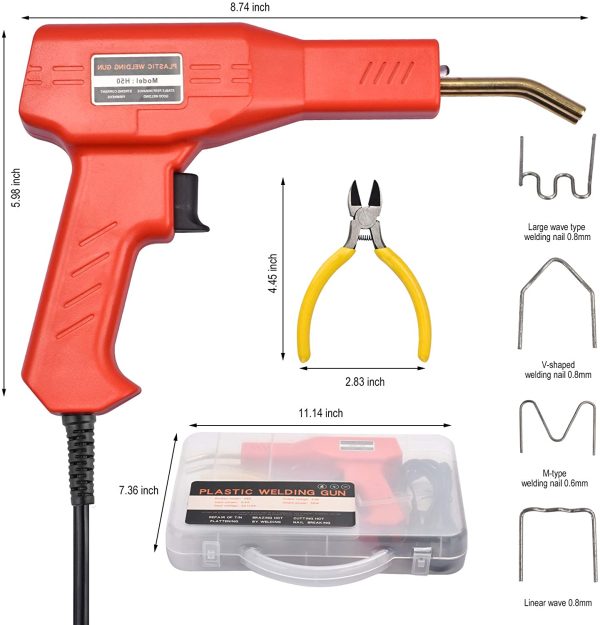 Plastic Welder Kit for Bumper Repair, 50w Hot Stapler Welding Gun, Plastic Welding Repair Kit with Carry Case, 4 Types of Staples, One Plier - Image 3