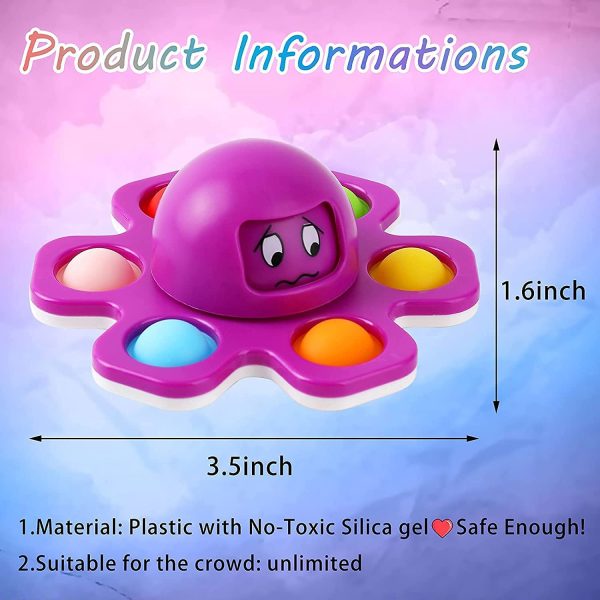 5PC Face-Changing Octopus Pop Fidget Spinner Toys,Simple Dimple Sensory Toy to Stress Reduction and Anxiety Relief Hand Toy Suitable for Adults and Children - Image 9