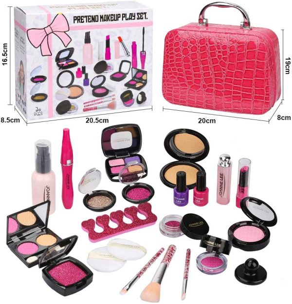 Kids Pretend Makeup Kit for Girl - Pretend Play Beauty Set with Cosmetics Bag Fake Makeup Princess Toys for Little Girls Christmas Birthday Gifts (t Real Makeup) - Image 5